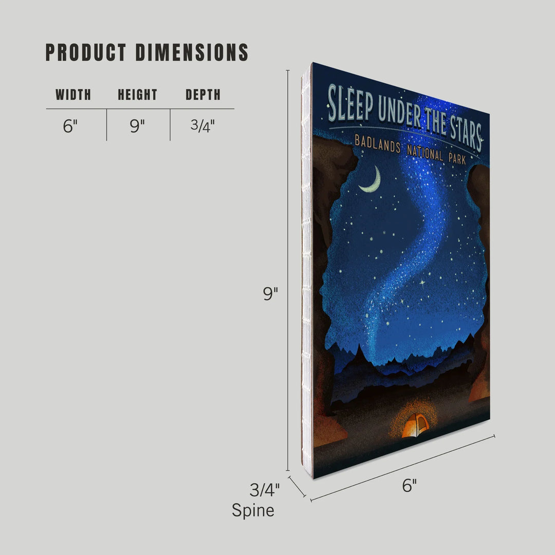 Lined 6x9 Journal, Badlands National Park, South Dakota, Sleep Under the Stars, Tent and Night Sky, Lay Flat, 193 Pages, FSC paper