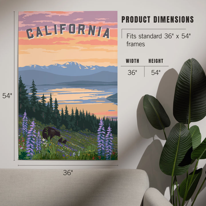California Bear and Spring Flowers, Art & Giclee Prints
