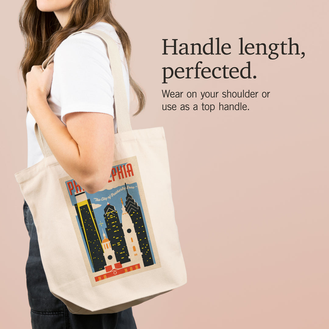 Philadelphia, Pennsylvania, Woodblock City Series, Skyline, Tote Bag