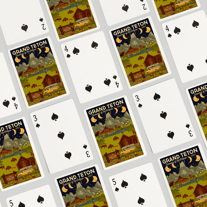 Playing Cards, Grand Teton National Park, Wyoming, Summer of the Eclipse, Geometric, 52 Card Deck with Jokers in Box, Unique Art