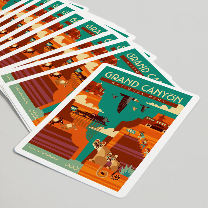 Playing Cards, Grand Canyon National Park, Arizona, Geometric, Simple Day Scene, 52 Card Deck with Jokers in Box, Unique Art