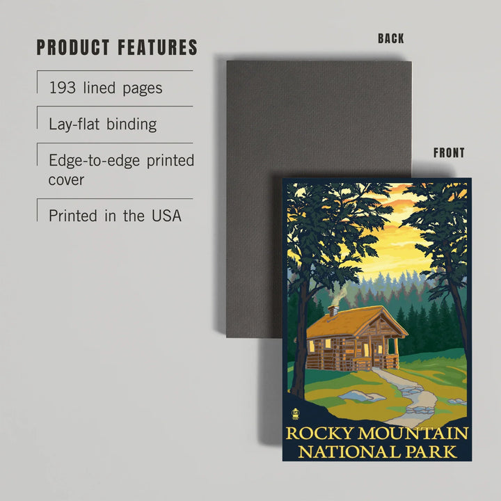 Lined 6x9 Journal, Rocky Mountain National Park, Colorado, Cabin Scene, Lay Flat, 193 Pages, FSC paper