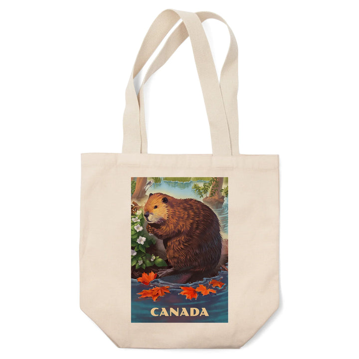 Canada, Lithograph, Beaver, Tote Bag