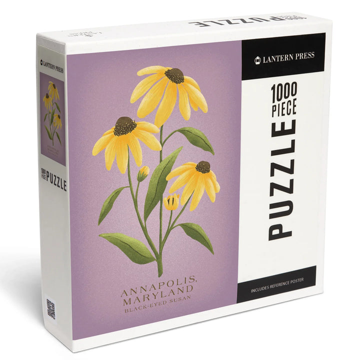 Annapolis, Maryland, Black Eyed Susan, Vintage Flora, State Series, 1000 Piece Jigsaw Puzzle