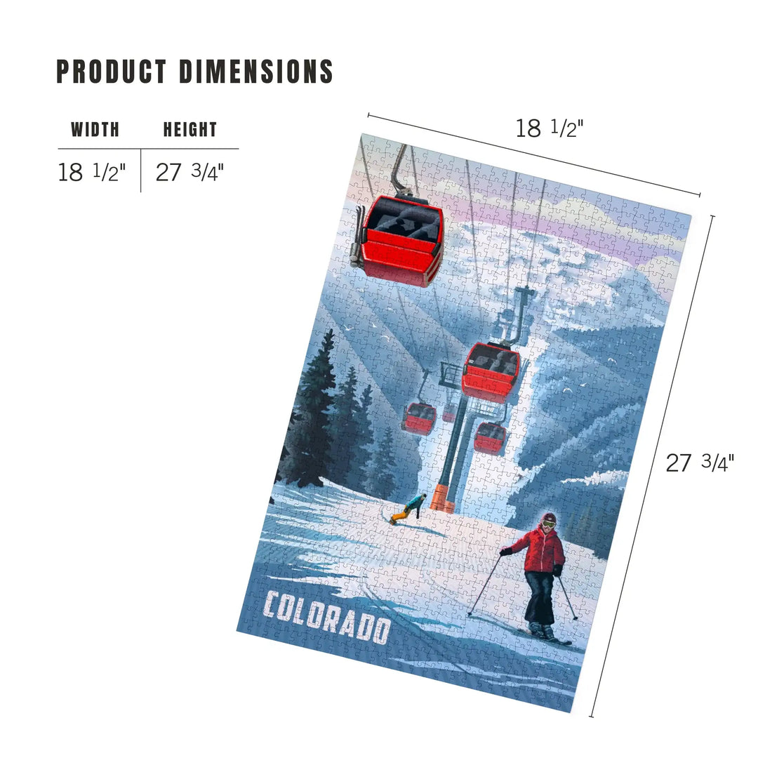 Colorado, Lithograph, Gondolas, Jigsaw Puzzle