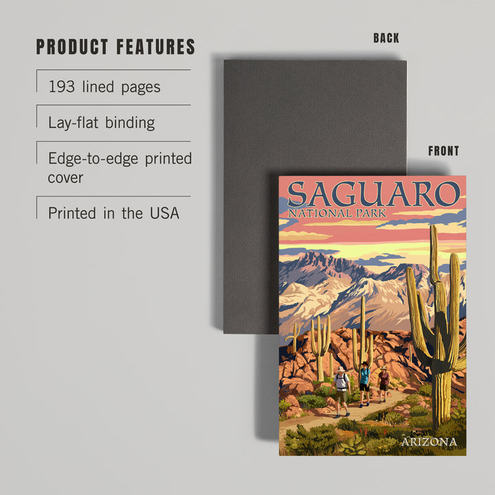 Lined 6x9 Journal, Saguaro National Park, Arizona, Hiking Scene, Lay Flat, 193 Pages, FSC paper