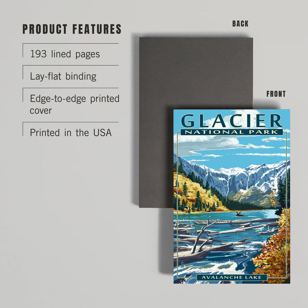 Lined 6x9 Journal, Glacier National Park, Montana, Avalanche Lake, Lay Flat, 193 Pages, FSC paper