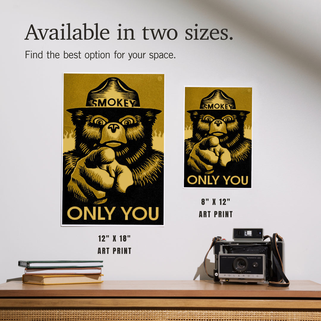 Smokey Bear, Only You, Halftone Yellow, Officially Licensed, Art & Giclee Prints