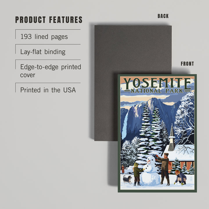 Lined 6x9 Journal, Yosemite National Park, California, Yosemite Chapel and Snowman, Lay Flat, 193 Pages, FSC paper