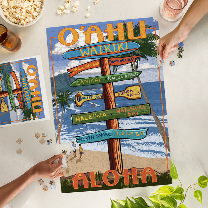 Waikiki, Oahu, Hawaii, Aloha, Sign Destinations, Jigsaw Puzzle