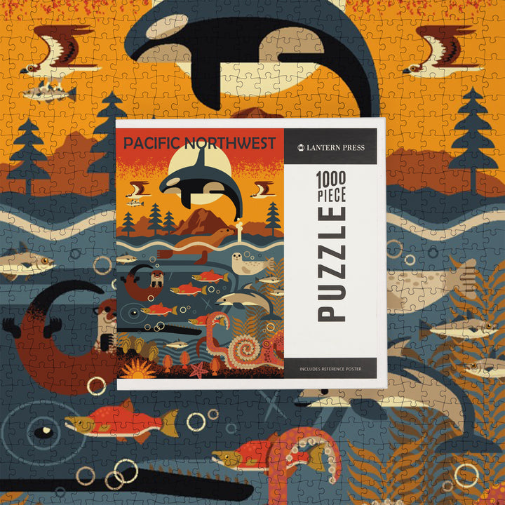 Pacific Northwest, Marine Animals, Geometric, Summer, Jigsaw Puzzle
