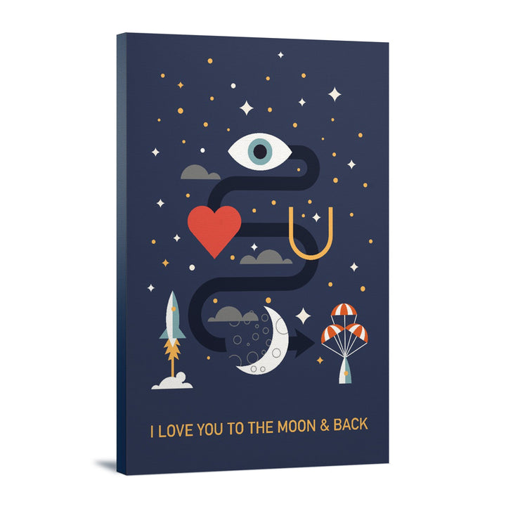 Equations and Emojis Collection, I Love You To The Moon And Back, Stretched Canvas - Lantern Press