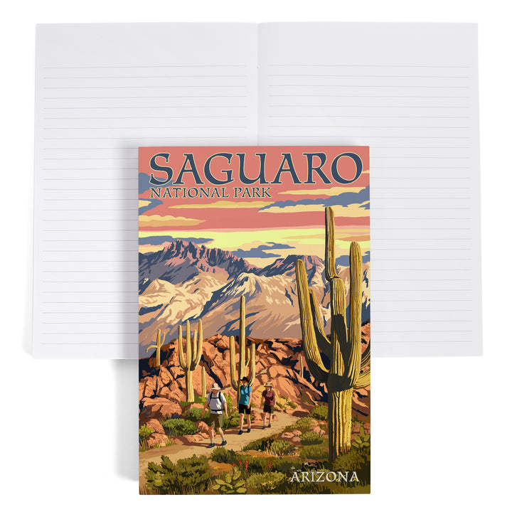 Lined 6x9 Journal, Saguaro National Park, Arizona, Hiking Scene, Lay Flat, 193 Pages, FSC paper