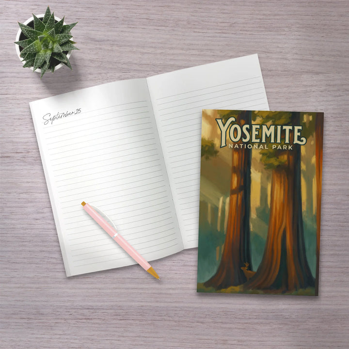 Lined 6x9 Journal, Yosemite National Park, California, Visit Mariposa Grove, Oil Paintings, Lay Flat, 193 Pages, FSC paper