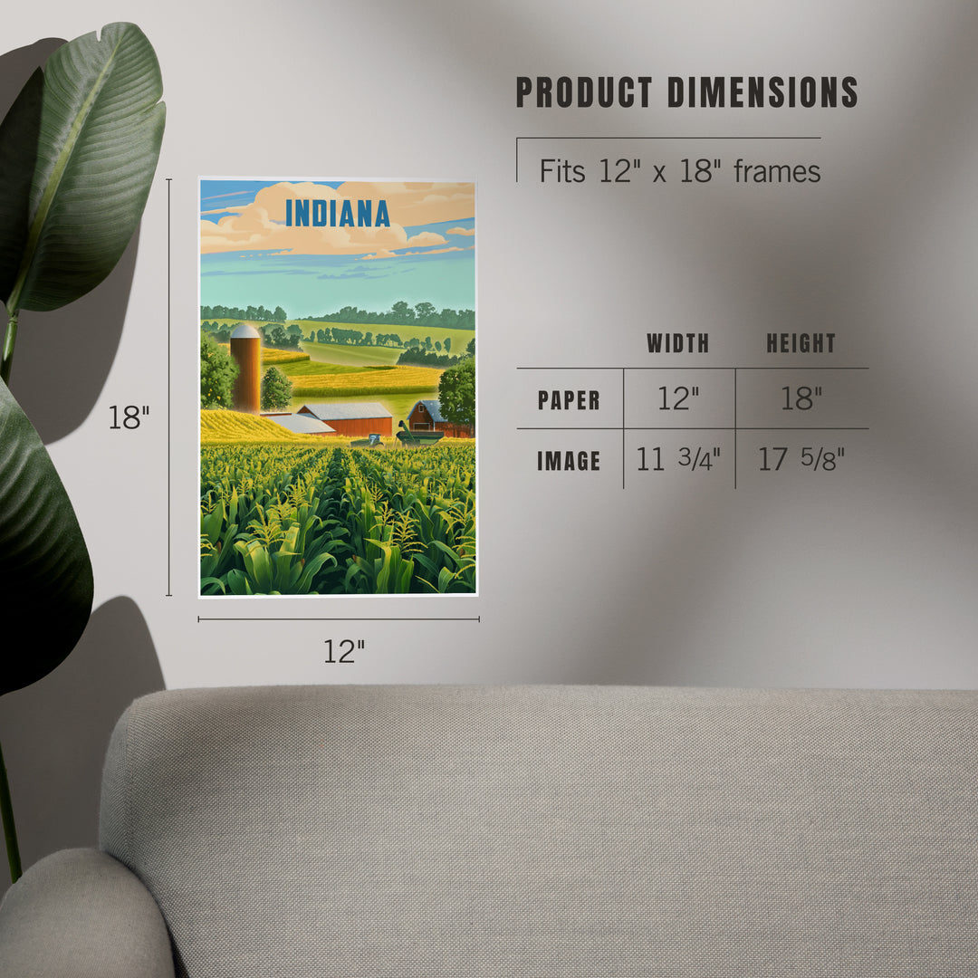 Indiana, Lithograph, Corn Harvest, Art & Giclee Prints