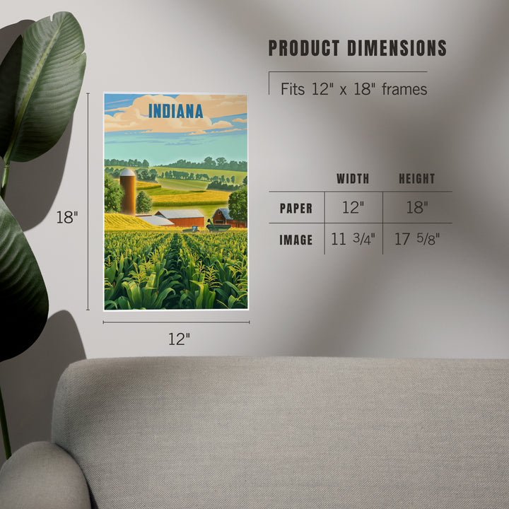 Indiana, Lithograph, Corn Harvest, Art & Giclee Prints