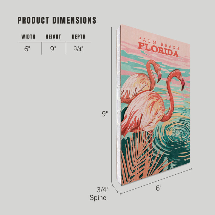 Lined 6x9 Journal, Palm Beach, Florida, Flamingo, Vintage Print Press, Lay Flat, 193 Pages, FSC paper