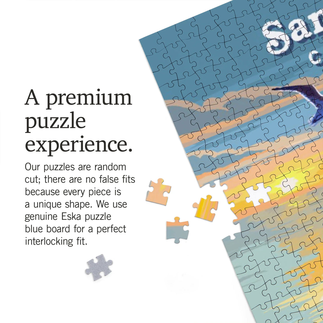 Santa Cruz, California, Painterly, Beach View, 1000 Piece Jigsaw Puzzle