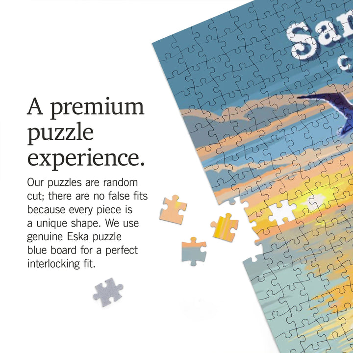 Santa Cruz, California, Painterly, Beach View, 1000 Piece Jigsaw Puzzle