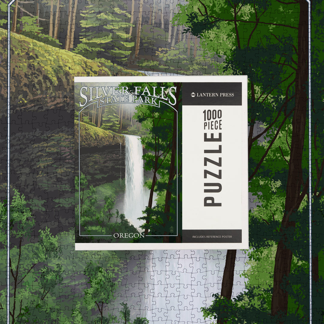 Silver Falls State Park, Oregon, South Falls, 1000 Piece Jigsaw Puzzle