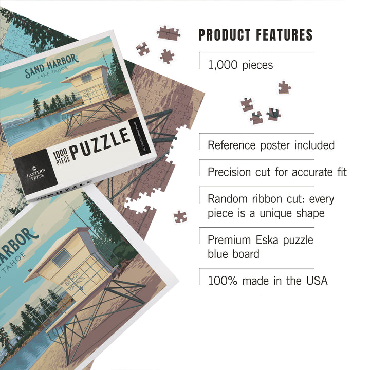 Sand Harbor, Lake Tahoe, Painterly, 1000 Piece Jigsaw Puzzle