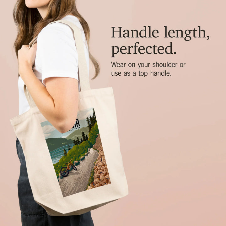 Acadia National Park, Maine, Painterly, Biking River Path, Tote Bag