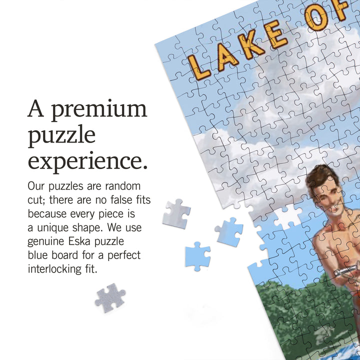 Lake of the Ozarks, Missouri, Water Skiing and Wooden Boat, 1000 Piece Jigsaw Puzzle