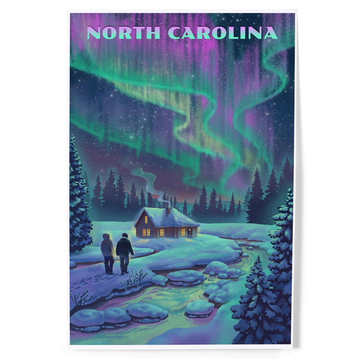 North Carolina, Northern Lights and Cabin, Art & Giclee Prints
