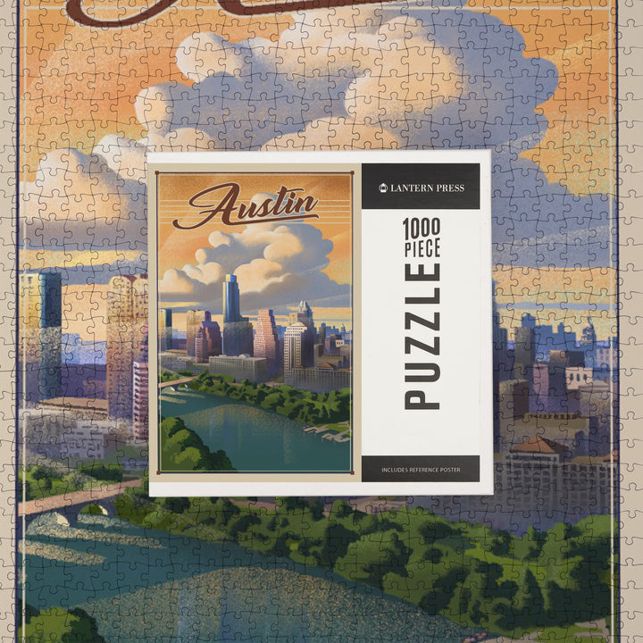 Austin, Texas, Lithograph, City Series, Jigsaw Puzzle