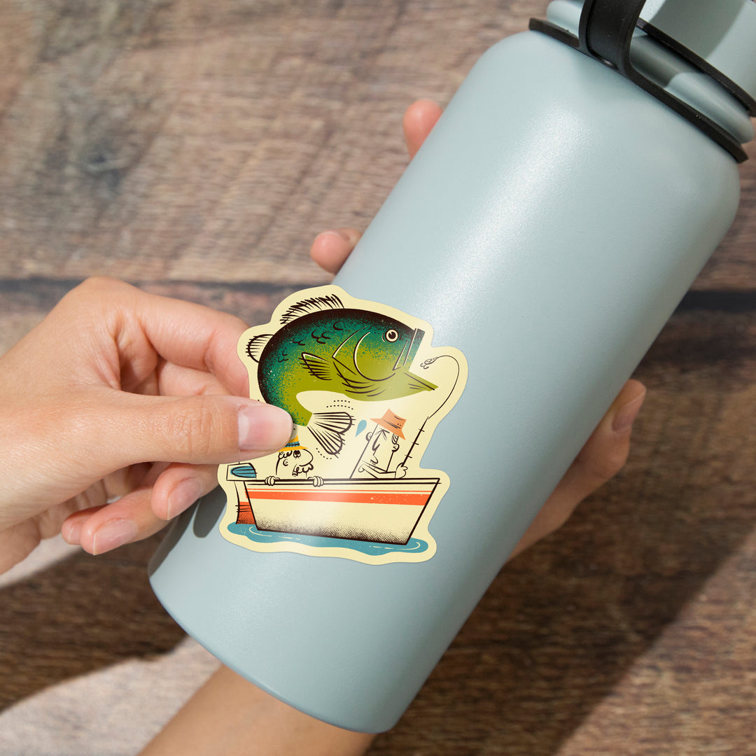 Midcentury, Bass Fishing, Vinyl Sticker