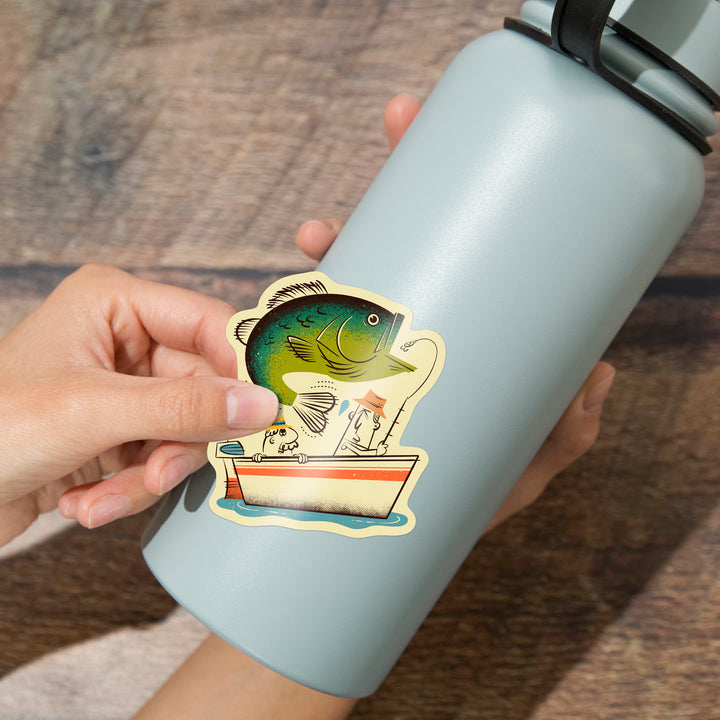 Midcentury, Bass Fishing, Vinyl Sticker