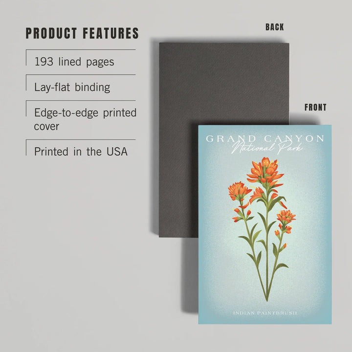 Lined 6x9 Journal, Grand Canyon National Park, Arizona, Vintage Flora, Indian Paintbrush, Lay Flat, 193 Pages, FSC paper