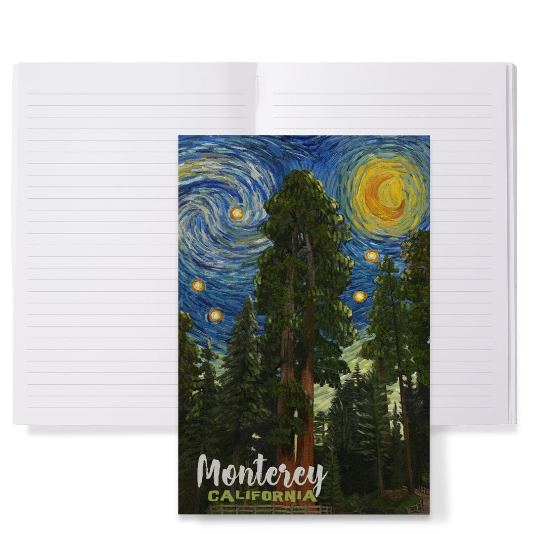Lined 6x9 Journal, Monterey, California, Starry Night National Park Series, Lay Flat, 193 Pages, FSC paper