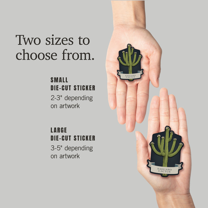 Vintage Flora Noir, Saguaro Cactus, Vinyl Sticker