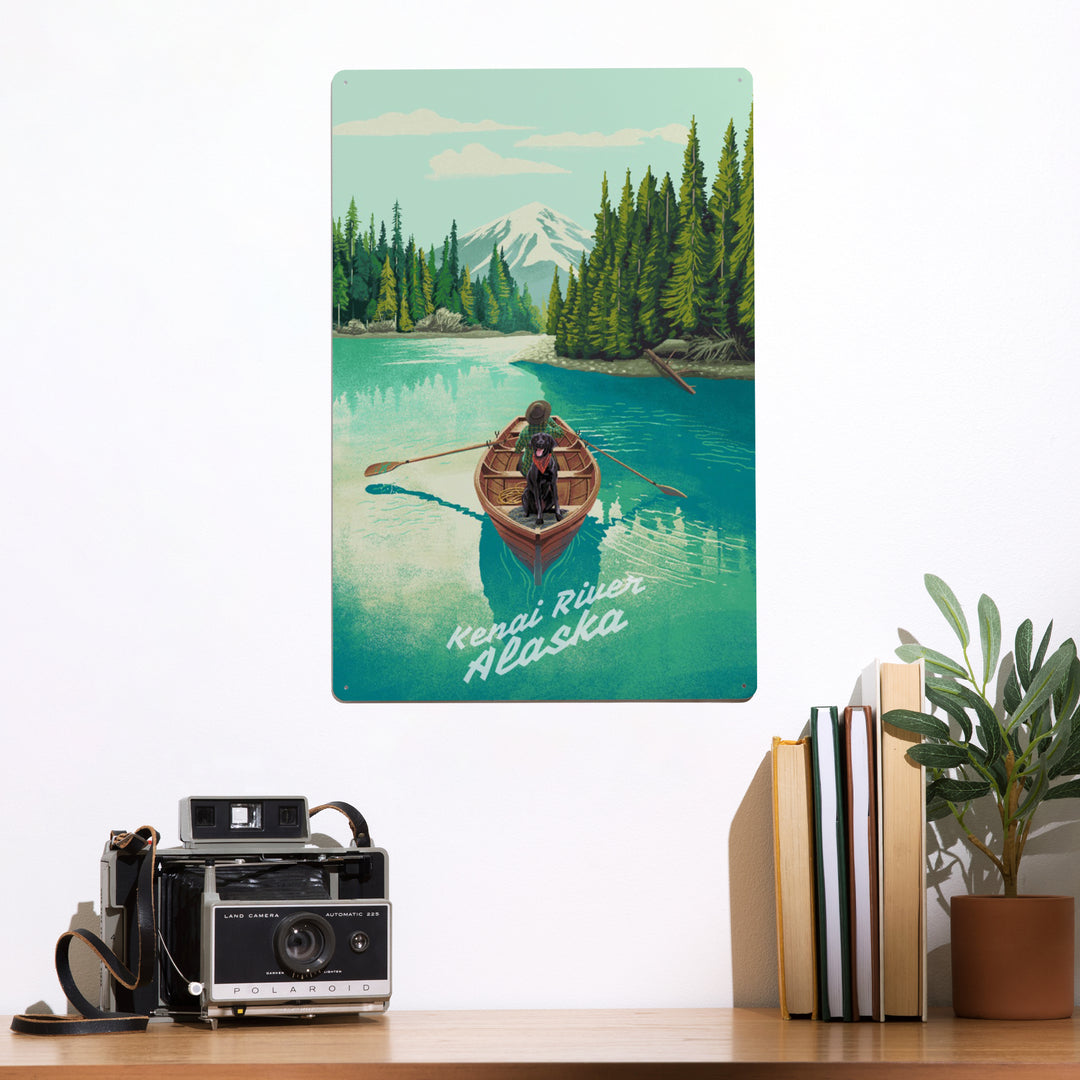 Kenai River, Alaska, Quiet Explorer, Boating, Mountain, Metal Signs - Lantern Press