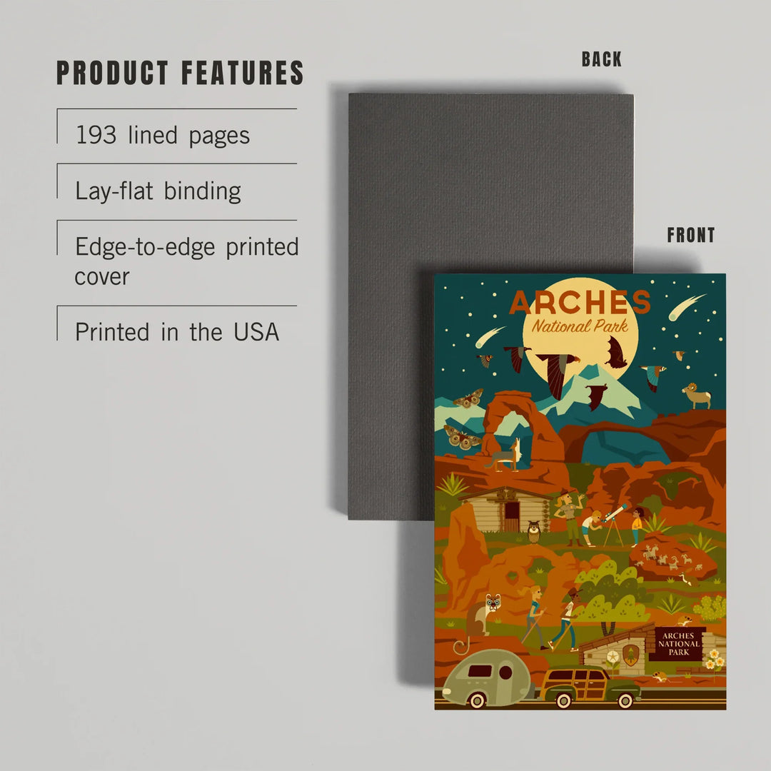 Lined 6x9 Journal, Arches National Park, Utah, Geometric National Park Series, Night Scene, Lay Flat, 193 Pages, FSC paper