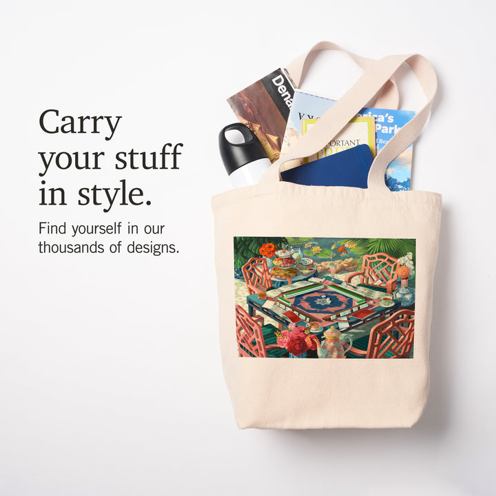 Oil Painting, Mahjong Life, Tote Bag