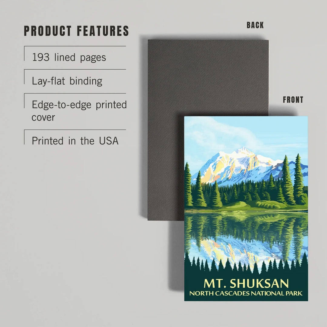 Lined 6x9 Journal, North Cascades National Park, Washington, Mt Shuksan, Lay Flat, 193 Pages, FSC paper