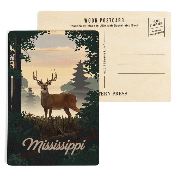 Mississippi, Painterly, Deer and Sunrise, Wood Sign and Postcards