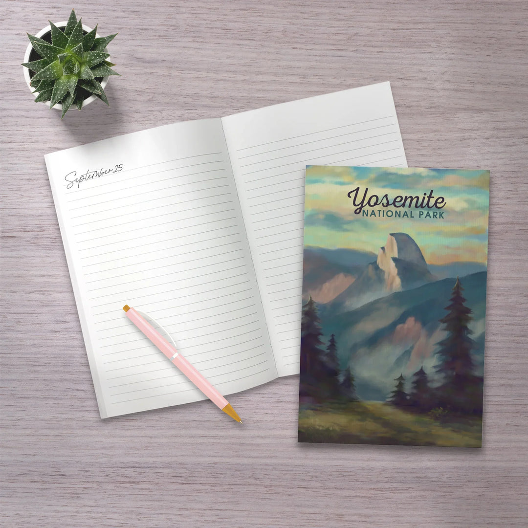 Lined 6x9 Journal, Yosemite National Park, California, Half Dome Scene, Oil Painting, Lay Flat, 193 Pages, FSC paper