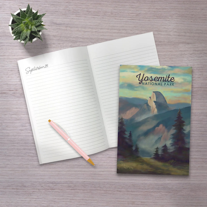 Lined 6x9 Journal, Yosemite National Park, California, Half Dome Scene, Oil Painting, Lay Flat, 193 Pages, FSC paper