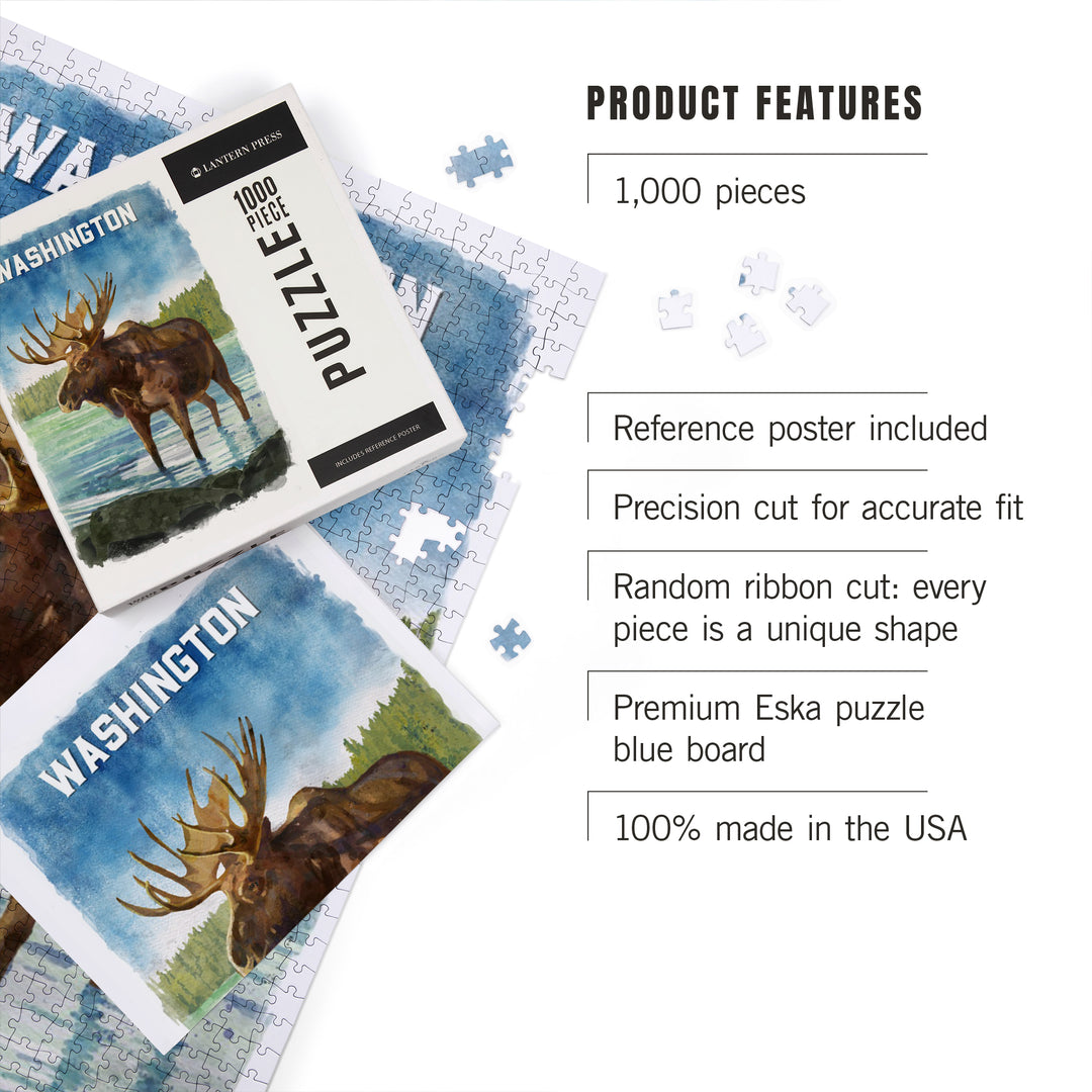 Washington, Watercolor Study, Moose, 1000 Piece Jigsaw Puzzle