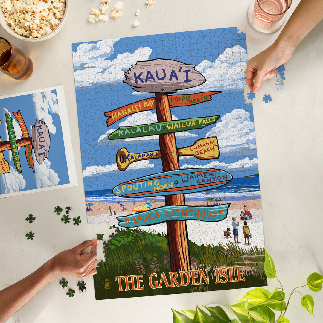 Kaua'i, Hawaii, The Garden Isle, Destinations Sign, Jigsaw Puzzle