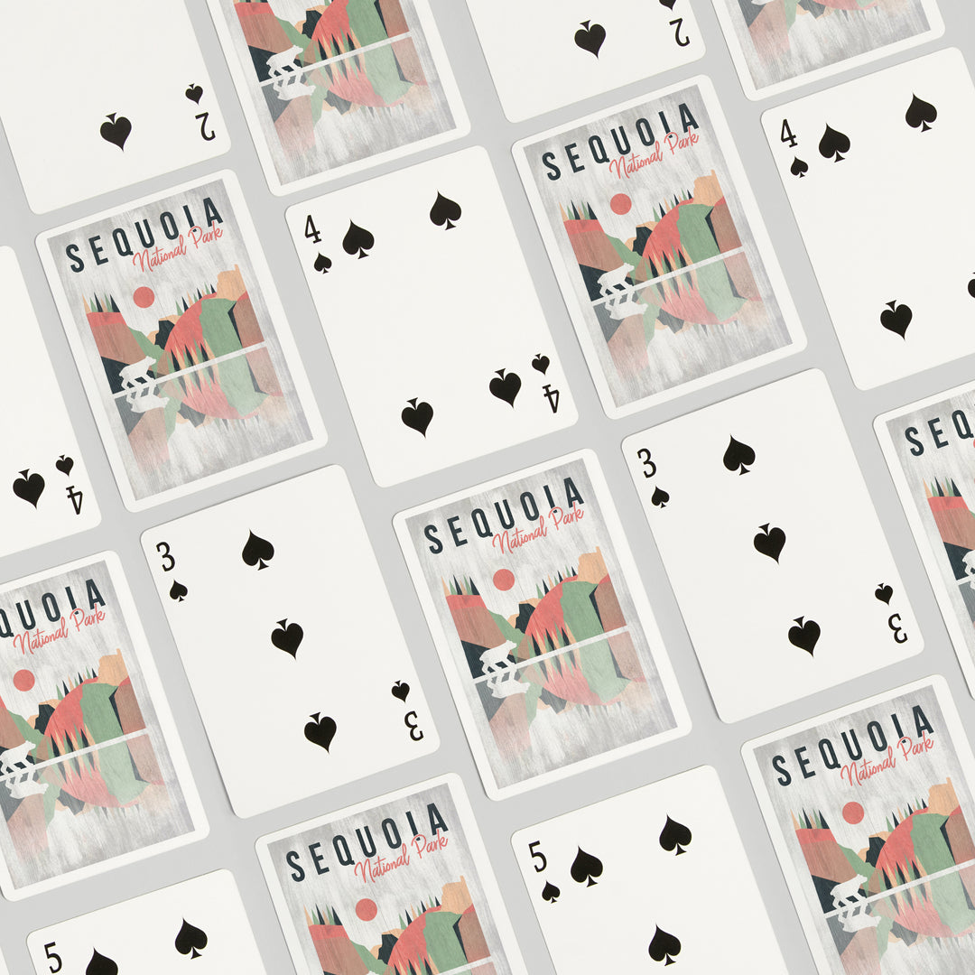 Playing Cards, Sequoia National Park, Bear, Geometric Opacity, 52 Card Deck with Jokers in Box, Unique Art