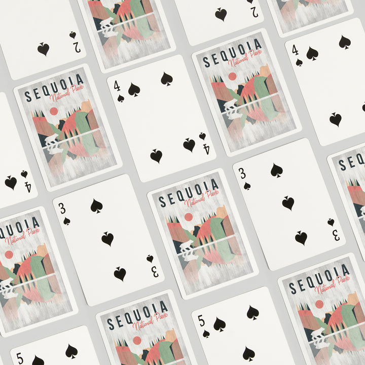 Playing Cards, Sequoia National Park, Bear, Geometric Opacity, 52 Card Deck with Jokers in Box, Unique Art
