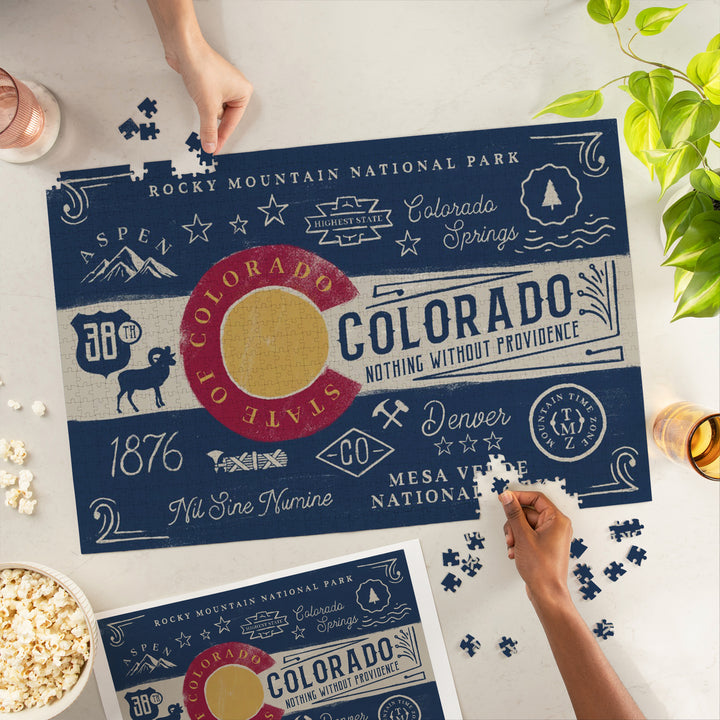 Colorado, Illustrated State Flag, State Series, 1000 Piece Jigsaw Puzzle