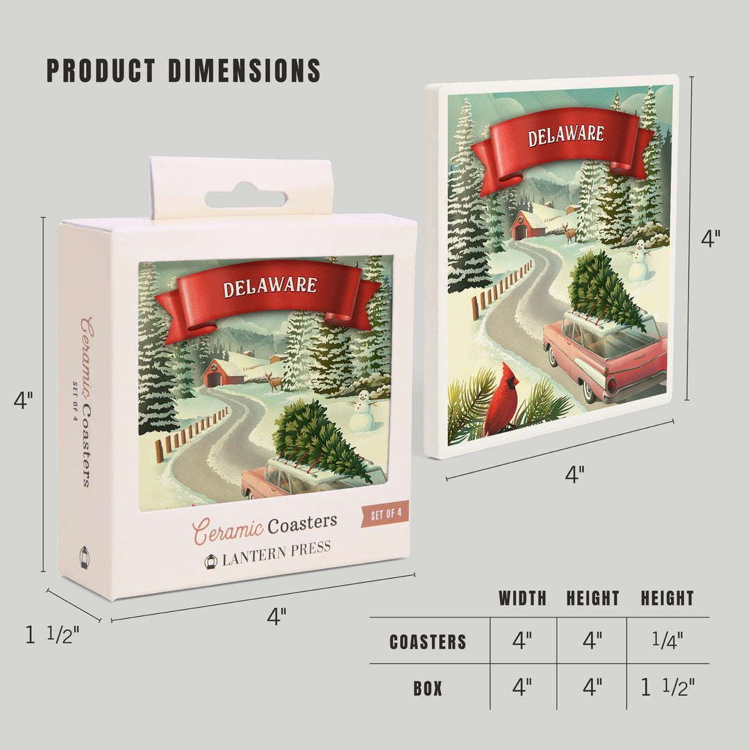 Delaware, Christmas Holiday Tradition, Coaster Set