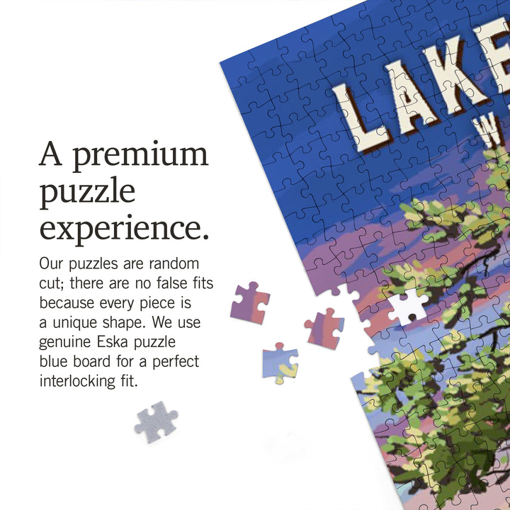 Lake Chelan, Washington, Adirondack Chairs and Lake, Jigsaw Puzzle