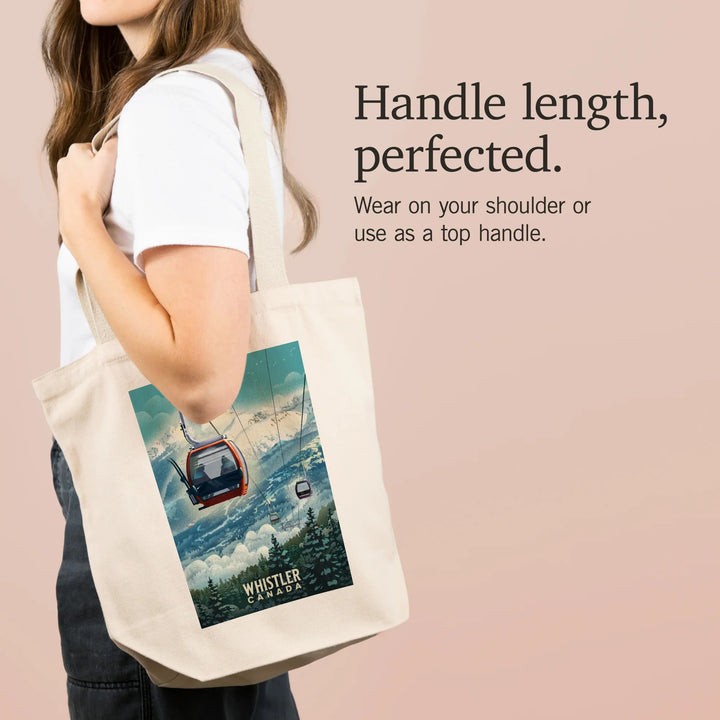 Whistler, British Columbia, Lithograph, Gondola, Tote Bag