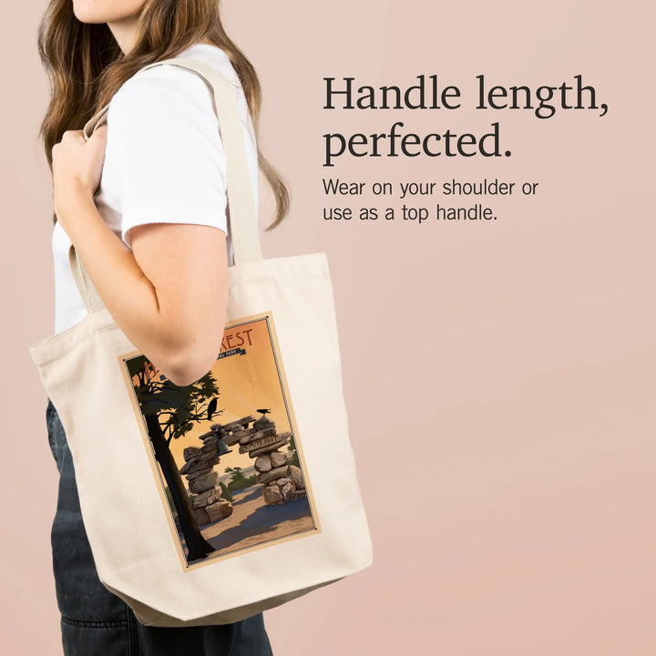 Grand Canyon National Park, Arizona, Hermits Rest, Lithograph National Park Series, Tote Bag